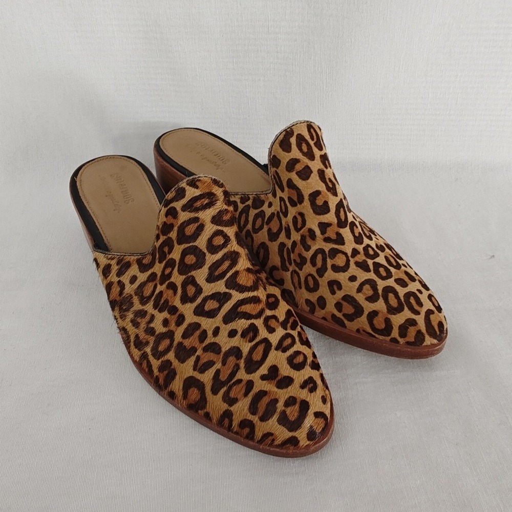 SOLUDOS Venetian Mule Slip On Leopard Animal Print Leather‎ Tan Brown Black 7.5